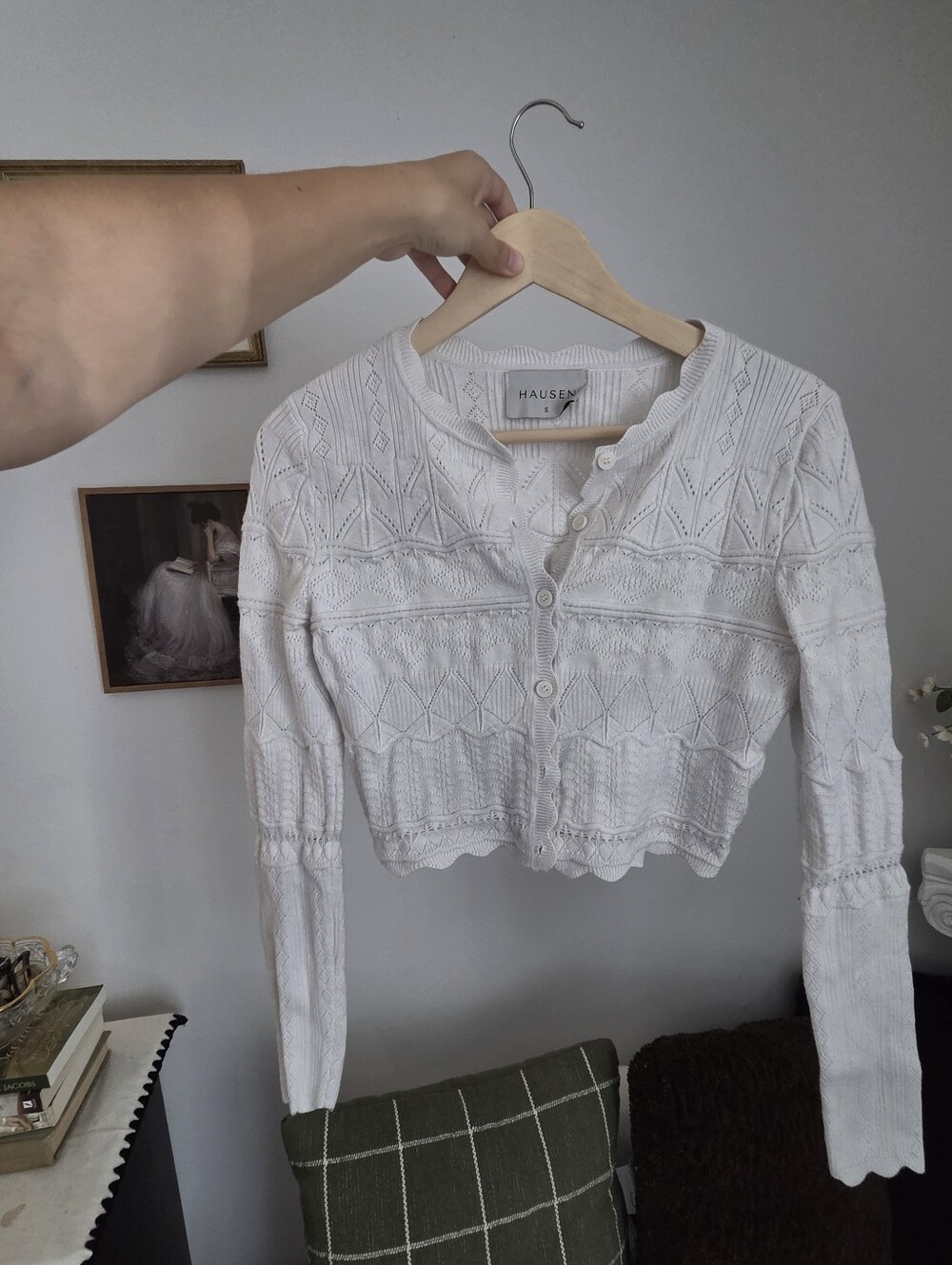 White Knit Button-Front Women's Cardigan